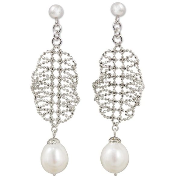 Alternate image for Cultured Pearl Chandelier Earrings Handcrafted in Thailand Webbed Chandeliers