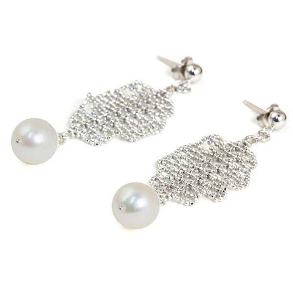 Alternate image for Cultured Pearl Chandelier Earrings Handcrafted in Thailand Webbed Chandeliers