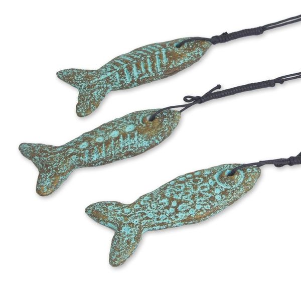 Alternate image for Handmade Recycled Paper Fish Buddhism Ornaments Set of 3 Happiness Fish
