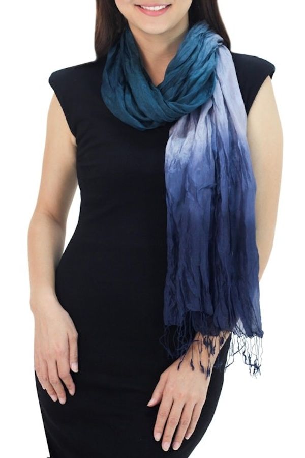 Alternate image for Blue Green Grey Silk Scarf Sweet Transition