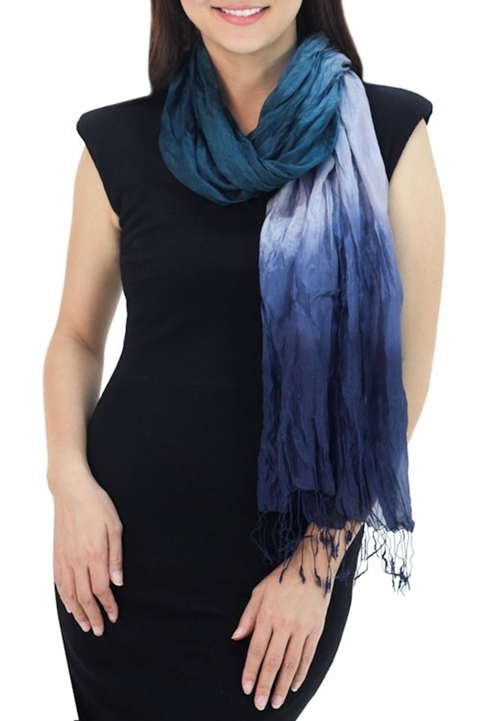 Blue Green Grey Silk Scarf 'Sweet Transition'