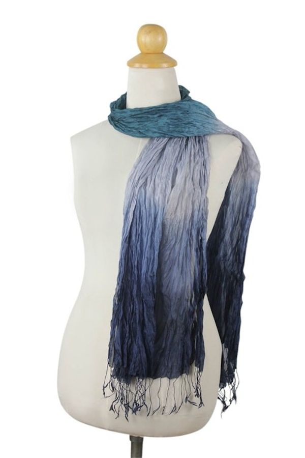 Alternate image for Blue Green Grey Silk Scarf Sweet Transition
