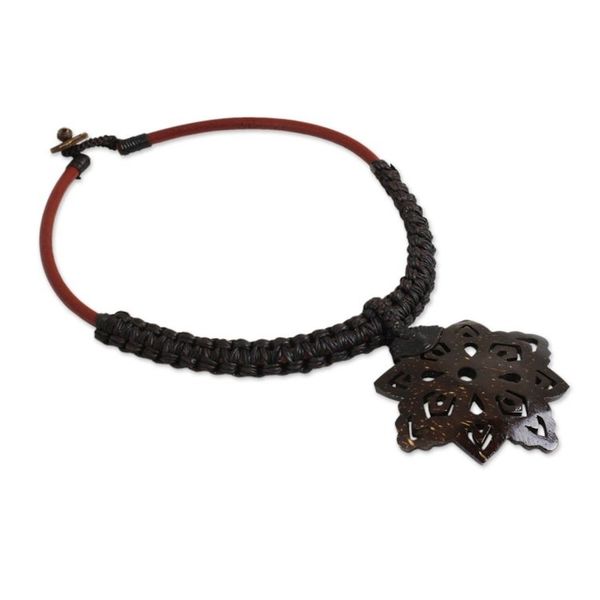 Alternate image for Handmade Coconut Shell Pendant Necklace with Macrame Thai Proud