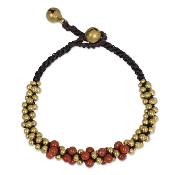 Alternate image for Red Jasper and Brass Beaded Bracelet from Thailand Red Helix