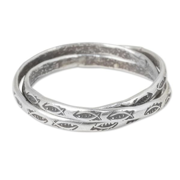 Alternate image for Set of 3 Interlinked Hill Tribe Silver Rings Three Karen Rivers