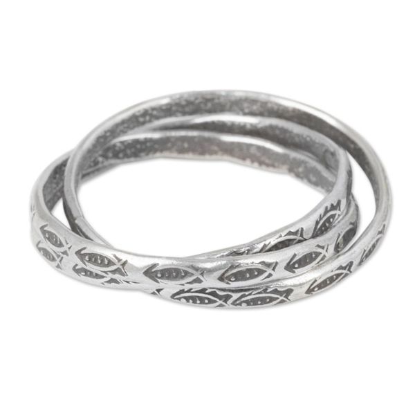 Alternate image for Set of 3 Interlinked Hill Tribe Silver Rings Three Karen Rivers