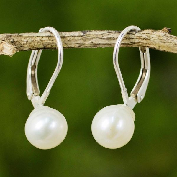 Alternate image for Cultured Pearl Drop Earrings High Polish from Thailand Pure Lily