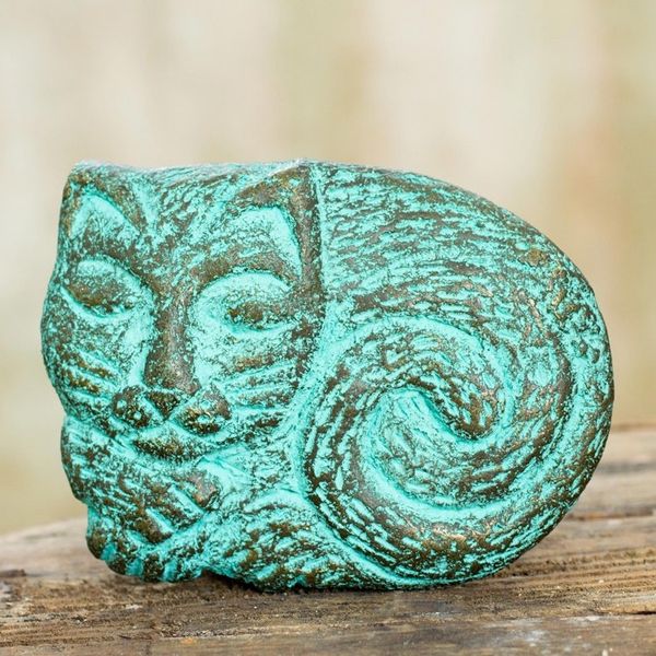 Alternate image for Sleepy Cat Wall Adornment Handmade Recycled Paper Sculpture Cat Nap