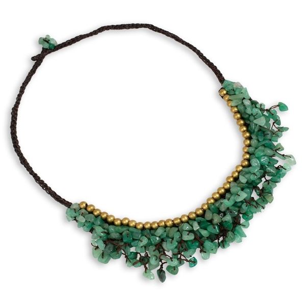 Alternate image for Beaded Cord Necklace with Green Aventurine and Brass Garden Party