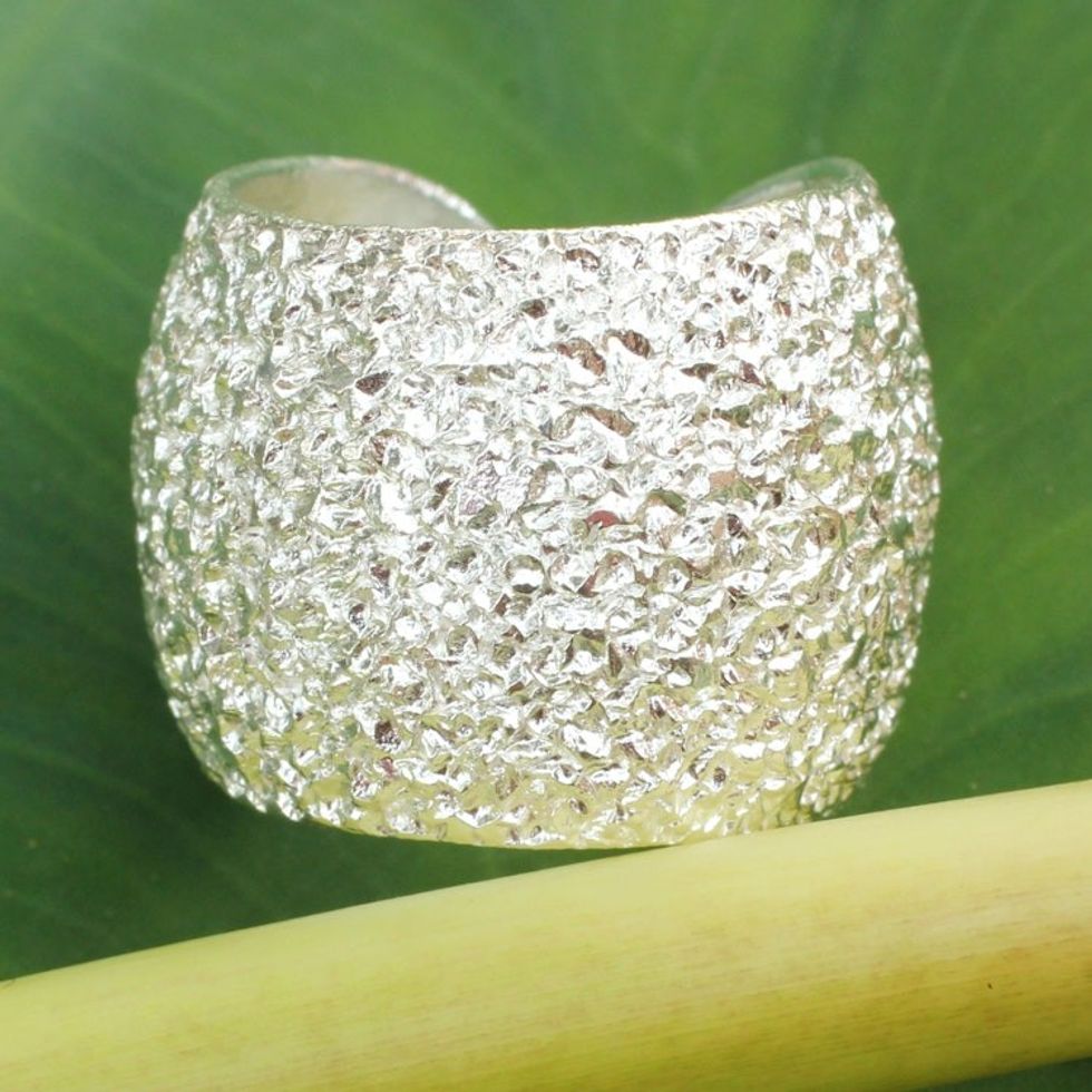 Modern Sterling Silver Wrap Ring from Thailand 'Galactic'