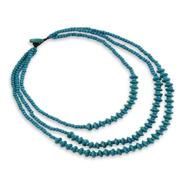 Alternate image for Blue Beaded Wood Waterfall Necklace Artisan Crafted Jewelry Happy Blue