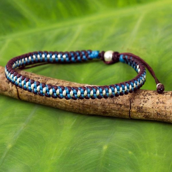 Alternate image for Artisan Crafted Braided Bracelet with Silver Accents Bringing Friendship in Blue