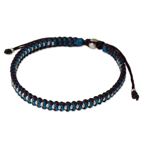 Alternate image for Artisan Crafted Braided Bracelet with Silver Accents Bringing Friendship in Blue