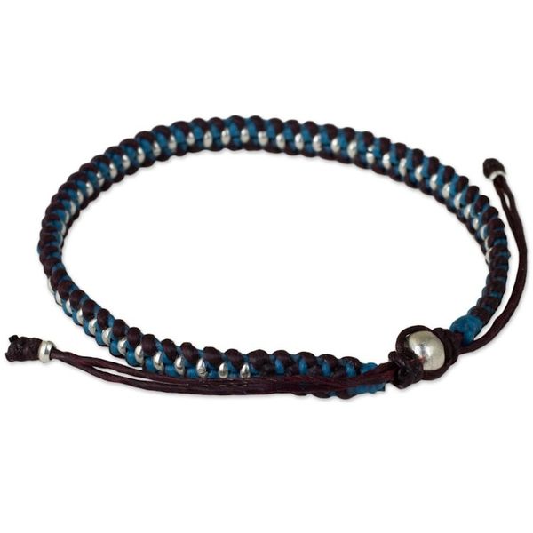Alternate image for Artisan Crafted Braided Bracelet with Silver Accents Bringing Friendship in Blue