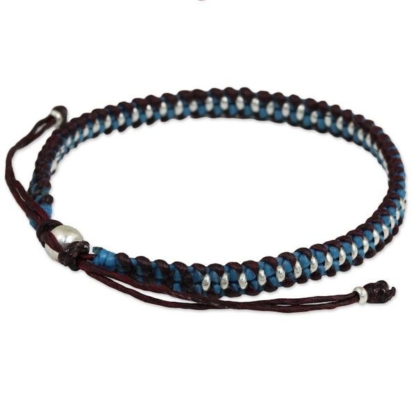 Alternate image for Artisan Crafted Braided Bracelet with Silver Accents Bringing Friendship in Blue