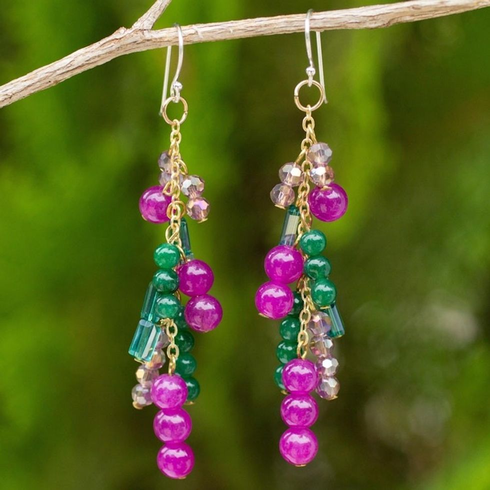 24k Gold Plated Silver and Quartz Waterfall Earrings 'Brilliant Cascade'