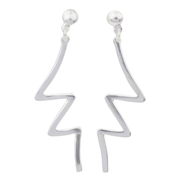 Alternate image for Abstract Geometric Dangle Earrings in Sterling Silver Thunderbolt