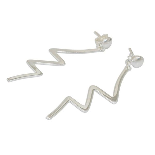 Alternate image for Abstract Geometric Dangle Earrings in Sterling Silver Thunderbolt
