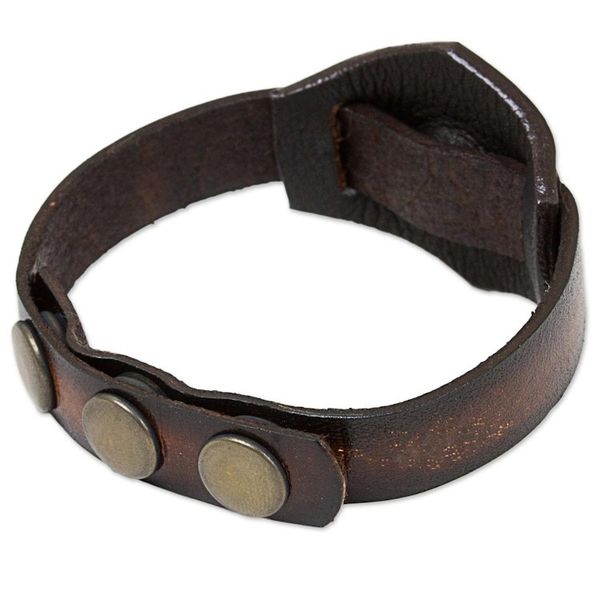 Alternate image for Artisan Crafted Tigers Eye and Leather Band Bracelet Earthy Essence