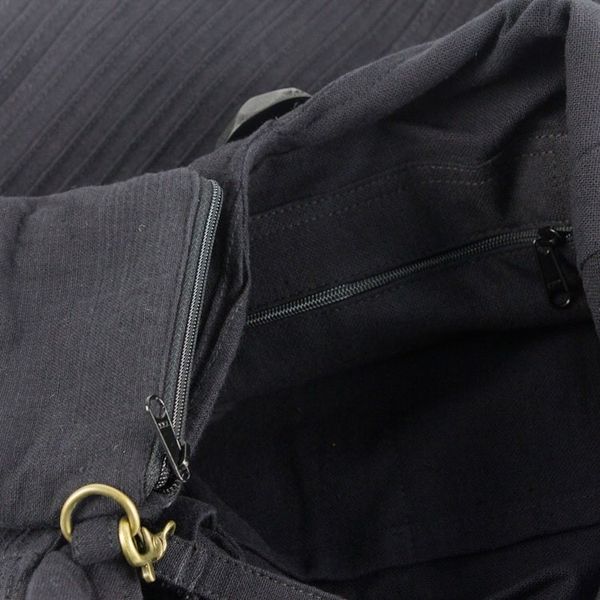 Alternate image for Cotton Hobo Shoulder Bag with Coin Purse and Multi Pockets Surreal Black