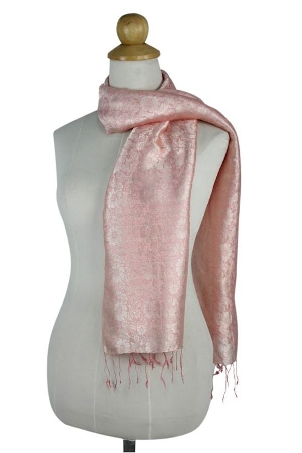 Alternate image for Peach Color Woven Floral Scarf from Thailand Peach Bouquet