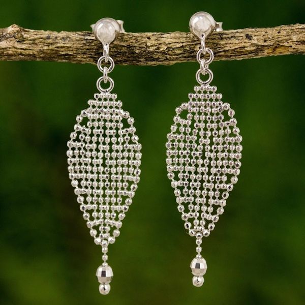 Alternate image for Tulip Inspired Thai Sterling Silver Dangle Earrings Tulip Petal