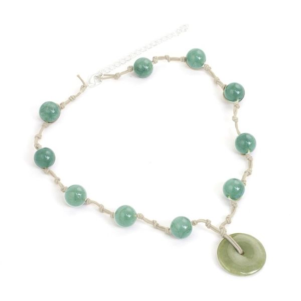 Alternate image for Jade Pendant Necklace on Knotted Cords from Thailand Natural Spirit