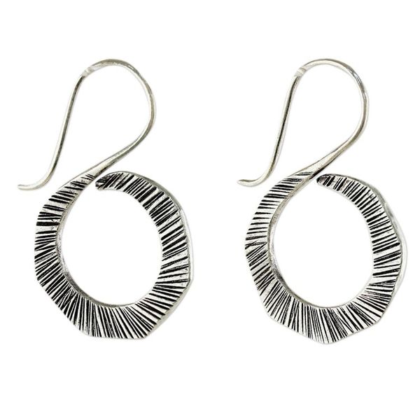 Alternate image for Thai Silver Drop Earrings in Geometric Shape for Women Striped Swan