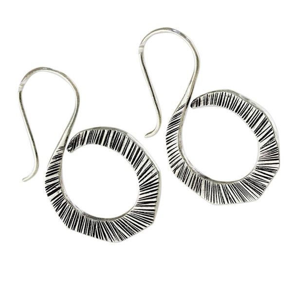 Alternate image for Thai Silver Drop Earrings in Geometric Shape for Women Striped Swan