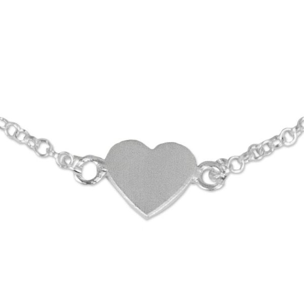 Alternate image for Artisan Crafted Sterling Silver Heart Anklet from Thailand Full Heart