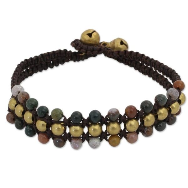 Alternate image for Jasper and Brass Wristband Bracelet Colors of Joy