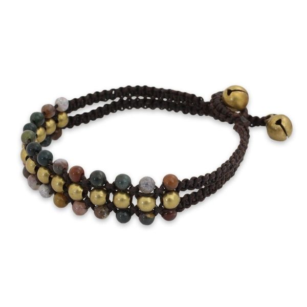 Alternate image for Jasper and Brass Wristband Bracelet Colors of Joy
