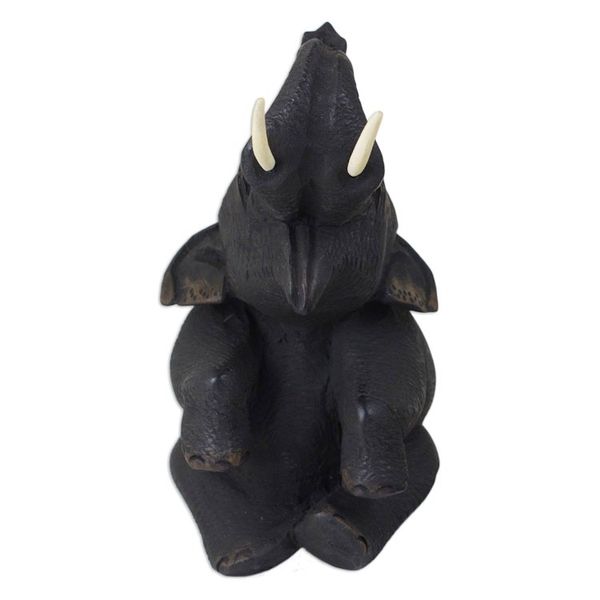 Alternate image for Thai Hand Carved Teak Wood Baby Elephant Sculpture Happy Baby Elephant