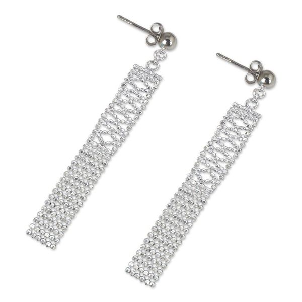 Alternate image for Contemporary Sterling Silver Waterfall Style Earrings Mandarin Fringe