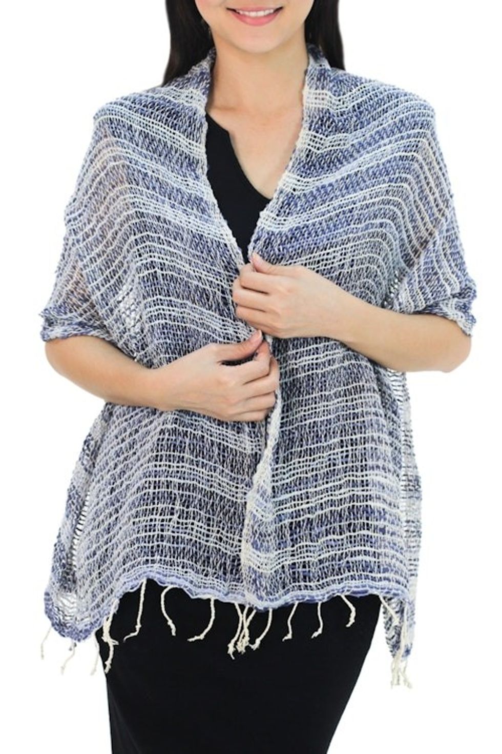Thai Blue Cotton Shawl 'Breezy Blue'