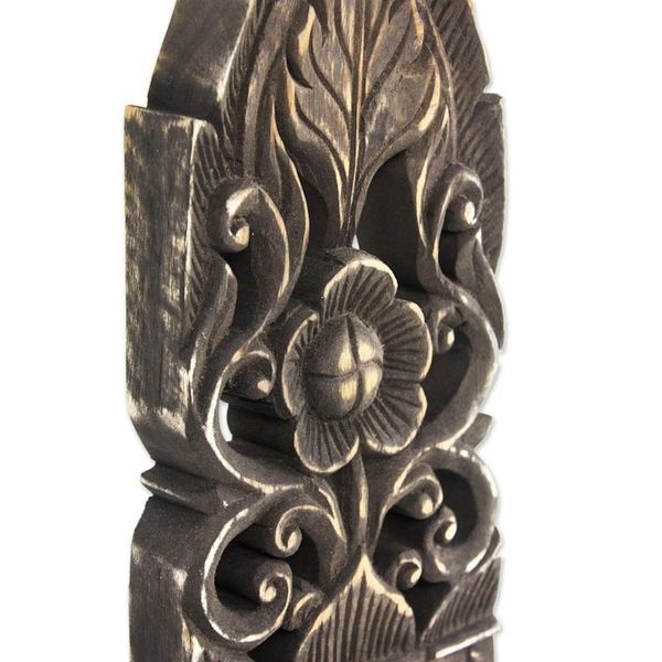 Alternate image for Hand Made Wood Floral Sculpture Gold Tone from Thailand Royal Flowers