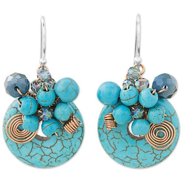 Alternate image for Dyed Calcite Sterling Silver Dangle Earrings from Thailand Moonlight Garden in Blue