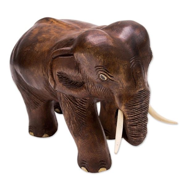 Alternate image for Hand Carved Wood Elephant Sculpture from Thailand Charming Little Elephant