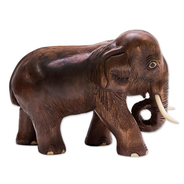 Alternate image for Hand Carved Wood Elephant Sculpture from Thailand Charming Little Elephant