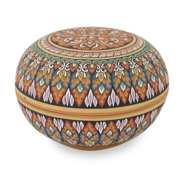 Alternate image for Fair Trade Thai Painted Celadon Ceramic Round Jewelry Box Thai Temptation