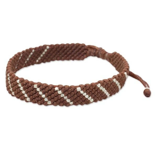 Alternate image for Hill Tribe Silver Modern Brown Macrame Bracelet Cinnamon Spin
