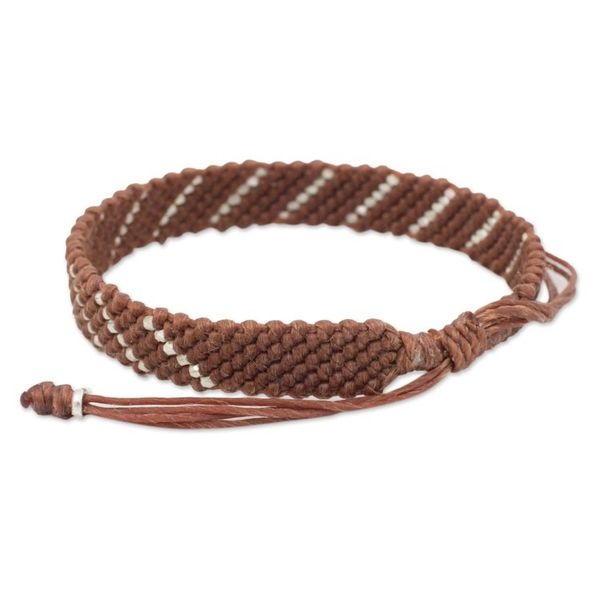 Alternate image for Hill Tribe Silver Modern Brown Macrame Bracelet Cinnamon Spin