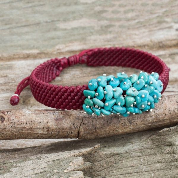 Alternate image for Handmade Cranberry Bracelet with Reconstituted Turquoise Cranberry Chic