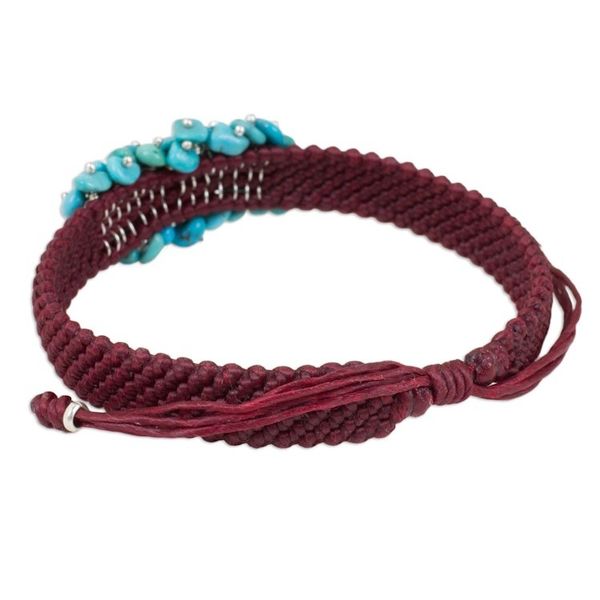 Alternate image for Handmade Cranberry Bracelet with Reconstituted Turquoise Cranberry Chic