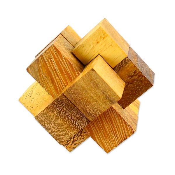 Alternate image for Hand Made Wood Puzzle Game 6 Pieces from Thailand Wood Burr