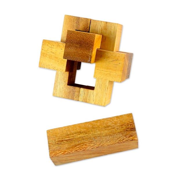 Alternate image for Hand Made Wood Puzzle Game 6 Pieces from Thailand Wood Burr