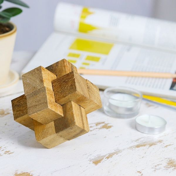 Alternate image for Hand Made Wood Puzzle Game 6 Pieces from Thailand Wood Burr