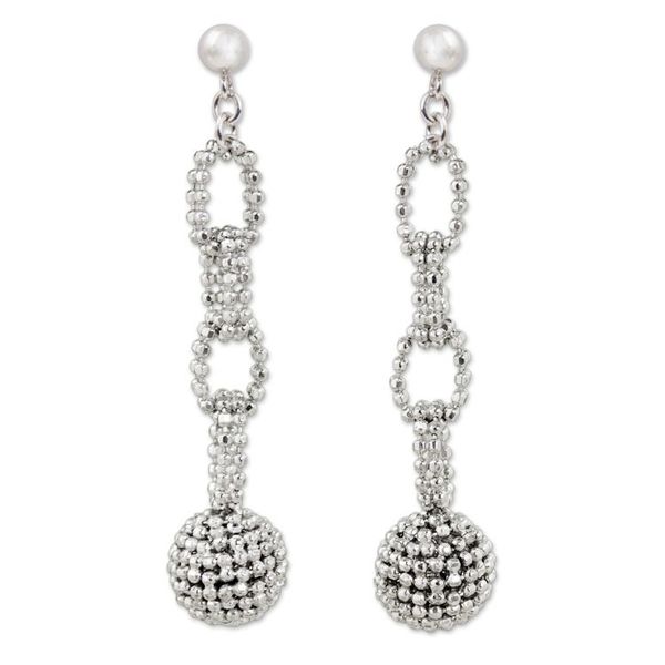 Alternate image for Sterling Silver Chain Link Dangle Earrings from Thailand Disco Balls