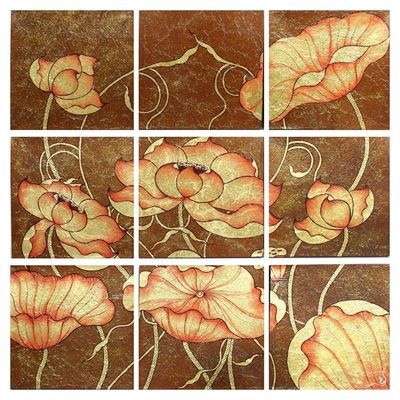 Alternate image for Set of 9 Paintings Depicting Lotus Blossoms Beautiful in the Morning