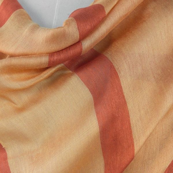 Alternate image for Hand Woven Orange Striped Silk Blend Shawl from Thailand Friendly Touch